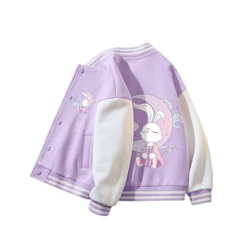 ACMEDE 3-10 Jahre Collegejacke für Mädchen Jacke Mantel Baseball Uniform Langarm Sportjacke Tops Beiläufig Stilvoll Frühling Herbst Sweatjacke Baseball Coats Gr. 98/104/116/122/134/146/152 von ACMEDE