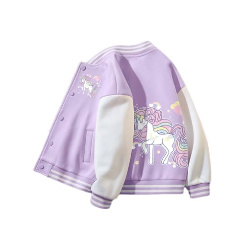 ACMEDE 3-10 Jahre Collegejacke für Mädchen Jacke Mantel Baseball Uniform Langarm Sportjacke Tops Gr. 98/104/116/122/134/146/152 Beiläufig Stilvoll Frühling Herbst Sweatjacke Baseball Coats von ACMEDE