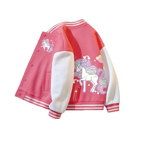ACMEDE 3-10 Jahre Collegejacke für Mädchen Jacke Mantel Baseball Uniform Langarm Sportjacke Tops Gr. 98/104/116/122/134/146/152 Beiläufig Stilvoll Frühling Herbst Sweatjacke Baseball Coats von ACMEDE