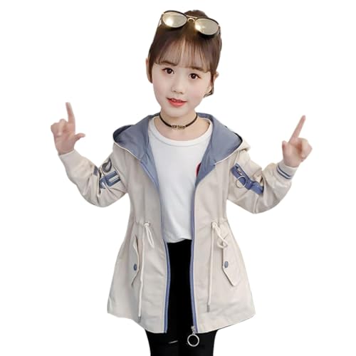 ACMEDE 3-11 Jahre Mädchen Jacke Frühling Übergangsjacke Kinder Frühlingsjacke Mädchen Mittellange Windjacke Kapuzenjacke Blouson jacke kinder trenchcoat mädchen Gr. 98/104/110/116/122/134/146 von ACMEDE