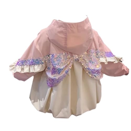 ACMEDE 3-11 Jahre Mädchen Trenchcoat Jacke mit Kapuze Herbst Paillettenschleife Übergangsjacke Kinder Mädchen Frühlingsjacke Mittellange Windjacke Kapuzenjacke Blouson jacke mädchen Gr. 98-146 von ACMEDE