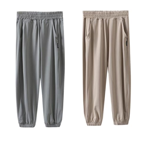 ACMEDE 3-14 Jahre Mädchen Jungen Sommer Jogginghose Glatt und kühl, 2er Pack Kinder Dünn Sommerhose mit Taschen Bloomers Pumphose Kinder Haremshose Lässige Hose Gr. 104/116/122/128/134/146/158/164 von ACMEDE