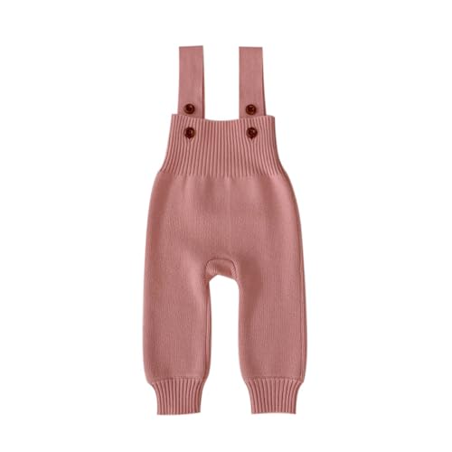 ACMEDE 3 Monate-3 Jahre Baby Jungen Mädchen Gestrickt Latzhose Baby Ärmellose Strampler Gestrickt Overall Jumpsuit Gr. 62/68/74/80/86/92 Kleinkind Lange Hose mit Hosenträger Trägerhose von ACMEDE