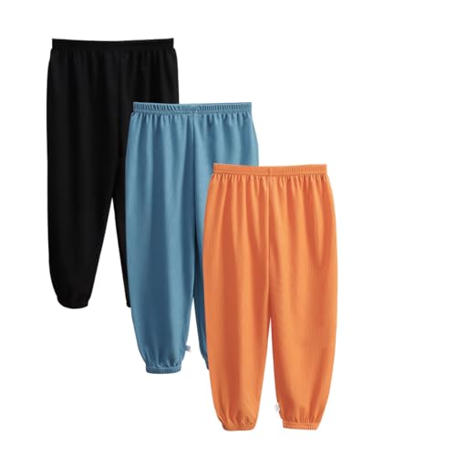 ACMEDE 3er Pack Baby leichte Lange Hose Bloomers Baby Mädchen Jungen Gr. 74/80/86/92/98 Kinder dünn Pumphose Sommer Feste Jogginghose Lässige Elastische Hose Sommerhose Gr. 110/116/128/134/146 von ACMEDE