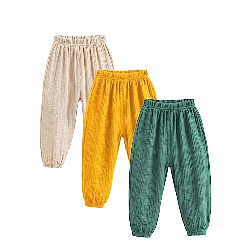 ACMEDE 3er Pack Sommer Baby Mädchen Jogginghose Pumphose Gr. 122/128/134 Jungen Lange Kinderhosen Jungen Pumphose Haremshose Gr. 80/86/92/98/104/116 leichte Lange Hosen Freizeithose von ACMEDE