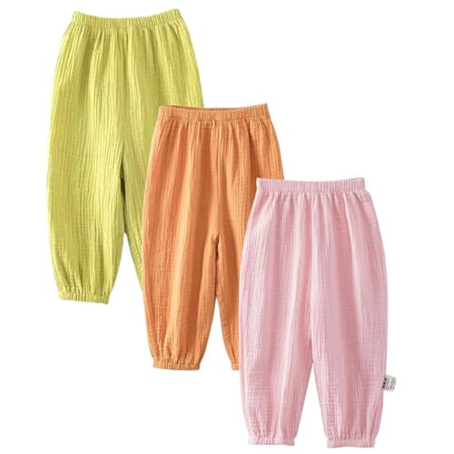 ACMEDE 3er Pack Sommer Baby Mädchen Jogginghose Pumphose Jungen Lange Kinderhosen Jungen Pumphose Haremshose Gr. 80/86/92/98/104/116 leichte Lange Hosen Freizeithose von ACMEDE