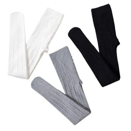 ACMEDE 3er-Pack Strumpfhose für Mädchen Baumwolle 3-12 Jahre, Kleinkind Mädchen Leggings Strumpfhose mit kleinen Wellenstreifen Ballett Strumpfhose Mädchen Feinstrumpfhosee Gr. 92-146 von ACMEDE