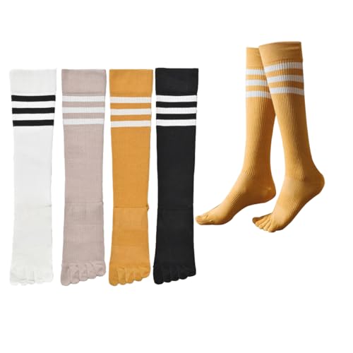 ACMEDE 4 Paare Damen Zehensocken Kniestrümpfe Baumwolle Socken Atmungsaktiv Einfarbige Kniestrümpfe Micro Kompressions sneaker Damen Mädchen Strümpfe Sportsocken Gr. 35-40 von ACMEDE