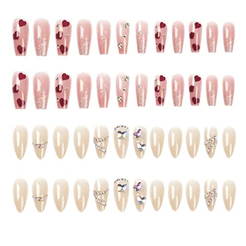 ACMEDE 48 Stück Künstliche Nägel Kurze Drücken auf Nägeln Nägel zum Aufkleben Wolke Press on Nails Vollabdeckung Kunstnägel Set DIY Press on Nail Art Nagelspitzen für Frauen mädchen (Stil 2) von ACMEDE