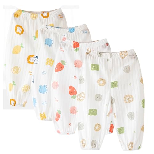 ACMEDE 4er Pack Baby leichte Lange Hose Haremshose Gr. 62/68/74/80 Baby Mädchen Jungen dünn Bloomers Pumphose Sommer Feste Jogginghose Lässige Elastische Hose Sommerhose Gr. 86/92/98/104/110 von ACMEDE