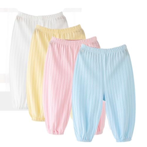 ACMEDE 4er Pack Baby leichte Lange Hose Haremshose Gr. 62/68/74/80 Baby Mädchen Jungen dünn Bloomers Pumphose Sommer Feste Jogginghose Lässige Elastische Hose Sommerhose Gr. 86/92/98/104/110 von ACMEDE