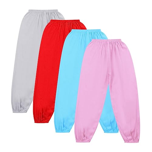 ACMEDE 4er Pack Baby leichte Lange Unifarbene Hosen Gr.74/80/86/92/98/104 Mädchen Jogginghose Bloomers Gr. 116/122/128/134/140 Klimahose Jungen Mädchen Sommerhose dünn Pumphose Haremshose von ACMEDE