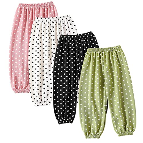 ACMEDE 4er Pack Sommer Feste Jogginghose Pumphose mit Tupfen Lässige Elastische Sommerhose Gr. 92/98/ 100/122/ 128/134/146 Baby leichte Lange Hosen Freizeithose Baby Mädchen Sommerhose von ACMEDE