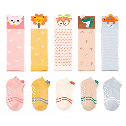 ACMEDE 5 Paar Baby Knieschoner +Rutschfest Socken baby kinder Atmungsaktive Knieschützer mit Gittergewebe Overknees Lange Knieschoner Babystulpen Beinstulpen für Babys für 0-1-3 Jahren von ACMEDE