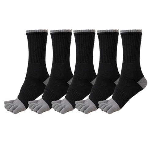 ACMEDE 5 Paar Herren Zehensocken Baumwolle Winter Warm Thermo Sportsocken mit Zehen Herren Sneaker Socken mit Dicke Frotteesohle Wandersocken Fünf Finger Socken Tennissocken Laufsocken EU 38-43 von ACMEDE