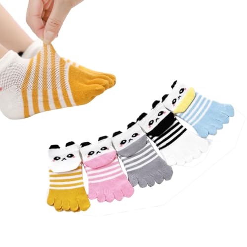 ACMEDE 5 Paar Zehensocken Kinder fünf Finger Socken aus Baumwolle, Crew Knöchelsocken für Kleinkinder Junge Mädchen Witzige Zehensocken Pandamuster Netz socken Sneaker Sportsocken, 1-12 Jahre von ACMEDE