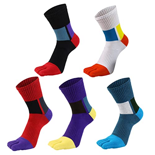 ACMEDE 5 Paare Zehensocken Herren Baumwolle Five Finger Socken, Fünf Finger Socken Zehensocken Männer Socken mit Zehen für Sport Laufende, EU 39-44 von ACMEDE