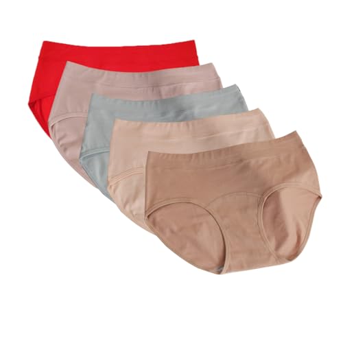 ACMEDE 5er Pack Damen Unterhosen Baumwolle - Doppellagig verlängerter Schritt - Damen Atmungsaktiv Panties Unterwäsche Mitte Taille Slips für Frauen,Gewicht 40-80kg von ACMEDE