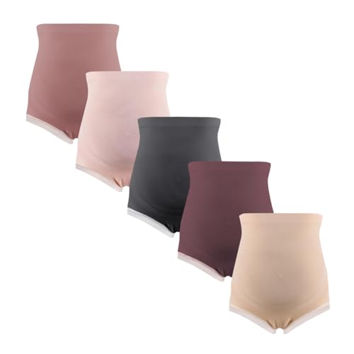 ACMEDE 5er Pack Unterhosen für Schwangere hoher Taille Umstandsmode Hösschen Damen Unterwäsch Umstandsslip 100% Baumwolle wirksame Anti-Bakterien Schwangerschaft Postpartum Slip,110-175LB von ACMEDE