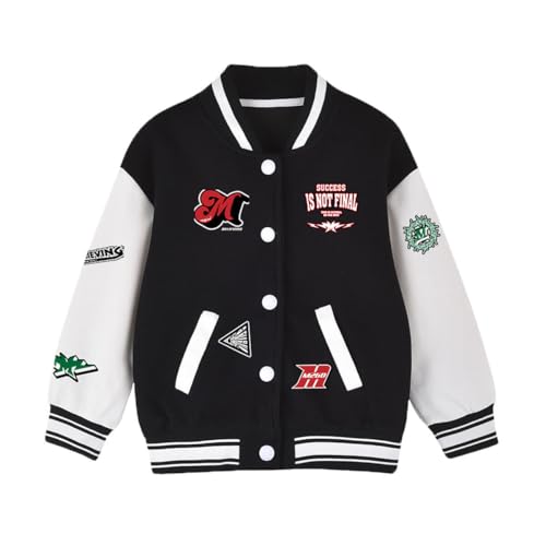 ACMEDE 6-13 Jahre Jungen Baseball Jacke Bomberjacke Kinder Mädchen College Jacke mit Aufdruck Unisex Frühling Herbst Übergangsjacke Jungen Sweatjacke Baseball Coats Schule Mantel Gr. 116-164 von ACMEDE