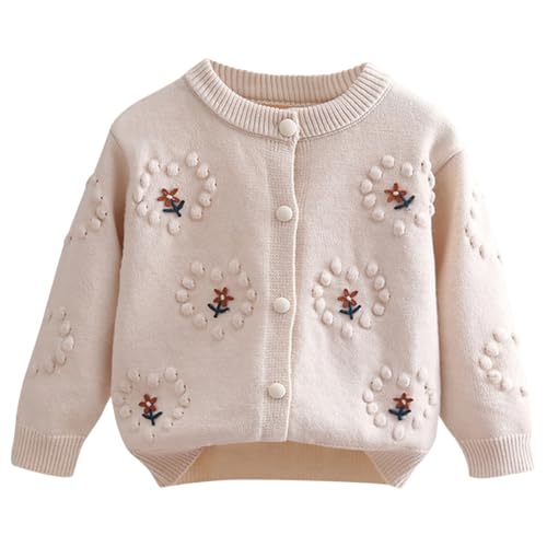ACMEDE 6 Monate-4 Jahre Baby Mädchen Pullover Strickjacken mit Blumenmuster 68/70/74 Kleinkind Exquisit Cardigan-Strickjacke mit Knöpfen 82/86/92/98/104 Strickpullover Mantel Frühling Herbst Jacke von ACMEDE