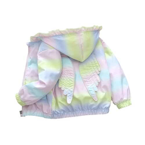 ACMEDE 6 Monate -6 Jahre Baby Kleinkind Mädchen Übergangsjacke mit Kapuzen Jacke Mantel Atmungsaktiv Winddicht Übergangsjacke Farbverlauf Windjacke Frühling Herbst Outwear Windbreaker Gr. 70-120 von ACMEDE