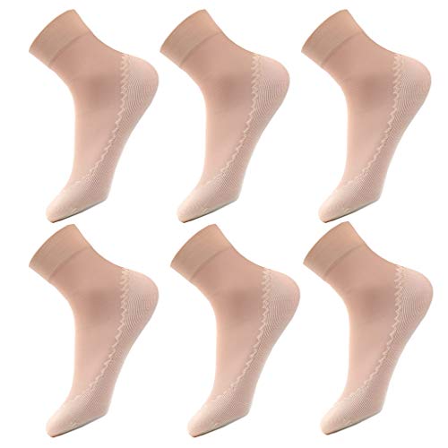 ACMEDE 6 Paar Nylon Söckchen Damen Seidenstrümpfe Ultradünne Transparente Kristall Socken Elastische Kurze Socken Anti-Rutsch-Baumwollsohle Feinstrümpfe Socken Damen, EU 34-39 von ACMEDE