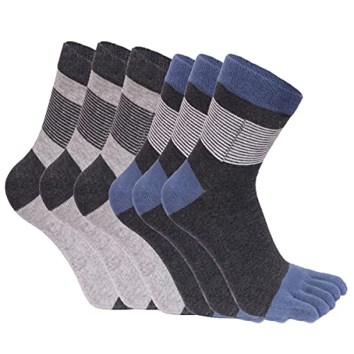 ACMEDE 6 Paare Zehensocken Herren Baumwolle Five Finger Socken, Bunte Zehensocken Männer Socken mit Zehen für Sport Laufende Socken mit Zehen, EU 39-44 von ACMEDE