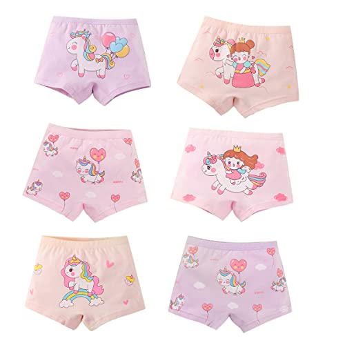 ACMEDE 6er Pack Mädchen Unterhosen Baumwolle Unterwäsche Maedchen Boxershorts Kinder Baumwollene Unterwäsche Boyshort Höschen Größe 80-130 für 2-11 Jahre von ACMEDE