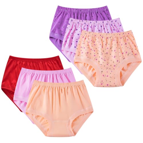 ACMEDE 6er Pack Unterhosen Damen Senioren Baumwolle Stretch Slips Hohe Taille Weiche Unterwäsche Oma Damen Lose Höschen Hipster schlüpfer Baumwolle Geeignet für Damen Gewicht von 40-88 kg von ACMEDE
