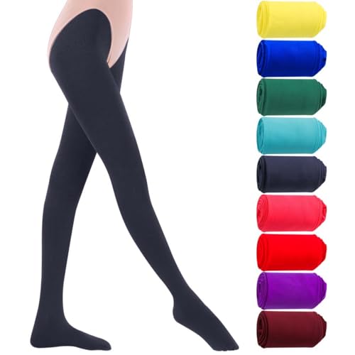ACMEDE 9 Paare Baby Mädchen Ballett Strumpfhose Bunt Gr. 62-152, Stretch Legging Tanzstrumpfhose mit Fuß 80 Den, Mädchen Blickdicht Strumpfhose fürs Ballett Gymnastik Tanz Sport Yoga pilate von ACMEDE