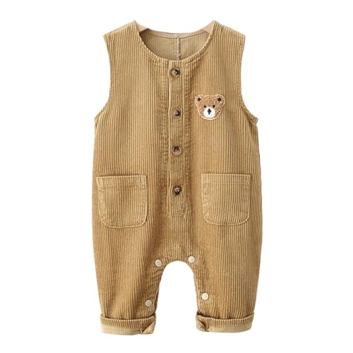 ACMEDE Baby Cord Latzhose Mädchen Jungen 6-24 Monate-3 Jahre, Frühling Herbst Baby Overall Kord Hose Lose fit jungen Mädchen Outfit Latzhose mit Bärenmuster Größe 68/70/74/80/86/92 von ACMEDE