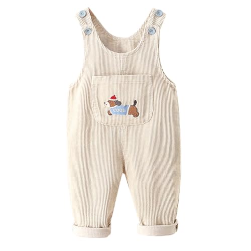 ACMEDE Baby Cord Latzhose mit große Tasche Gr. 74/80/86 Kleinkind Ärmellose Strampler Overalls Jumpsuit Mädchen Gr. 92/98/104 Jungen Lose Hosenträger Hose mit stickerei Welpen 1-4 Jahre von ACMEDE