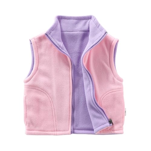 ACMEDE Baby Doppellagiges Wendbar Fleeceweste Stehkragen Gr. 86/92/98 Kinder Einfarbig Doppelseitig Ärmellose Fleece Weste Outdoor-Oberteil Weste Gr. 104/116/1221/128/134/140 von ACMEDE