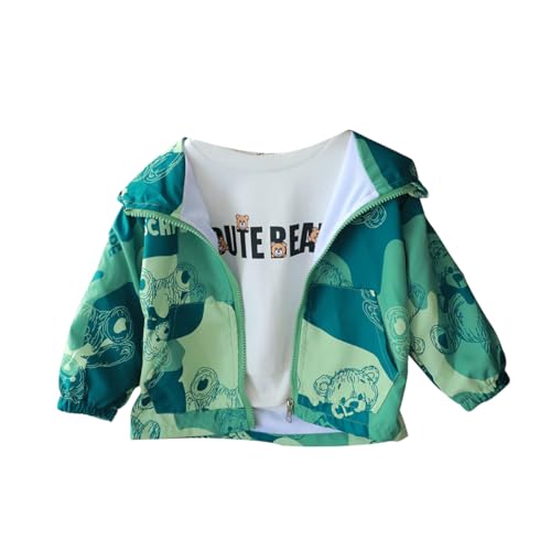 ACMEDE Baby Junge Kinder Leichter Jacken Kapuzen 1-7 Jahre, Softshelljacke Sweatjacke Kapuzenjacke Cartoon Aufdruck Jungen Winddicht Mantel Windjacke Übergangsjack Frühling Herbst Outwear Gr.74-128 von ACMEDE