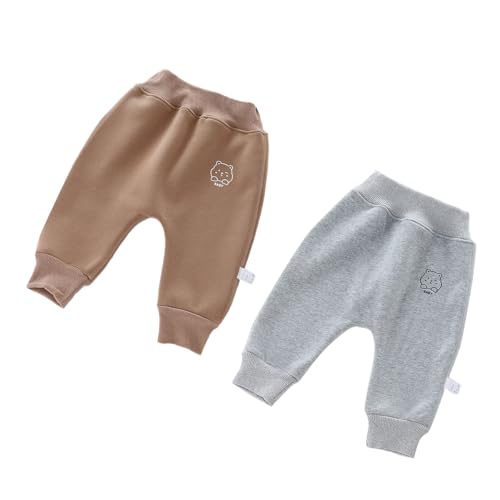 ACMEDE Baby Jungen Hose Jogginghose 2er-Pack Einfarbig Pumphose mit Bärenmuster 3 Monate-3 Jahre Kleinkind Lange Hose Freizeithose Pumphose Baumwolle Gr. 56/62/68/74/80/86/92/98/104 von ACMEDE