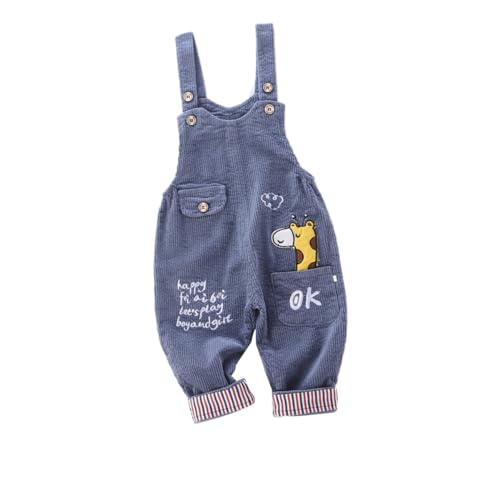 ACMEDE Baby Jungen Mädchen Cord Latzhose mit Giraffe Muster Kleinkind Ärmellose Strampler Overall Jumpsuit Gr. 80/86/92/98/104 Kleinkind Lange Hose mit Hosenträger Trägerhose, 1-5 Jahre von ACMEDE