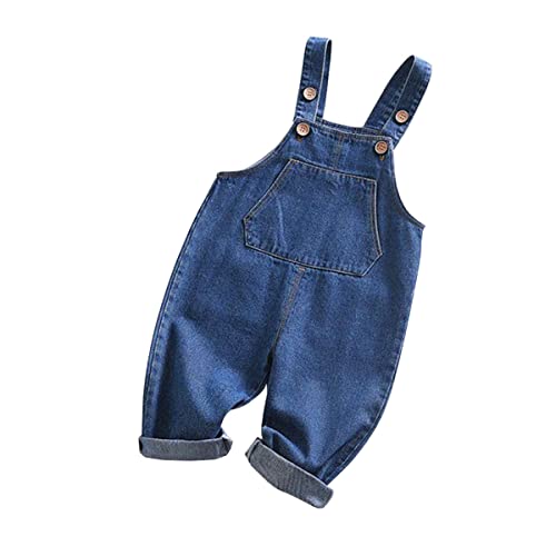 ACMEDE Baby Jungen Mädchen Denim Jumpsuit Ärmellose mit einer großen Tasche 74/80/86 Strampler Overalls Cowboy Latzhose 92/110/116 Cute Denim Dungarees Overalls Jumpsuit Washed Cotton Denim von ACMEDE