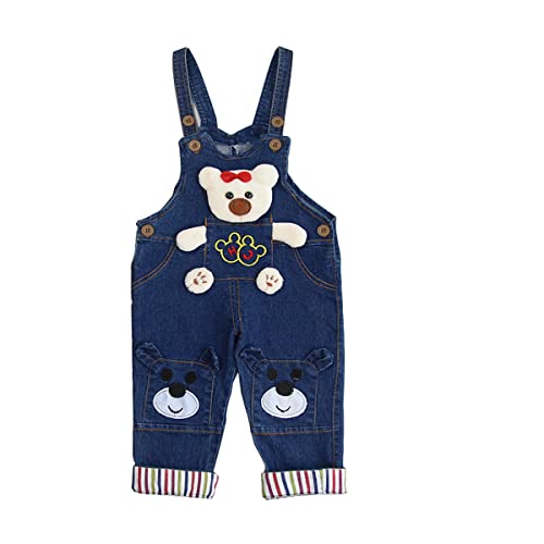 ACMEDE Baby Jungen Mädchen Denim Overall Latzhose 6 Month- 5 Jahre Strampler Overall Weich Baumwolle Jeans Hose mit Hosenträger Größe 74 80 86 92 104 106 120 von ACMEDE