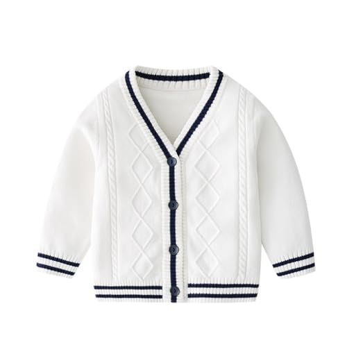 ACMEDE Baby Jungen Mädchen Strickjacke 80/86 92 98 101 116 Schuluniform Baumwolle Jäckchen für Kinder 122 128 134 Cardigan V-Ausschnitt Langarm Pullover mit Knöpfen 1-8 Jahre Gr.80-134 von ACMEDE