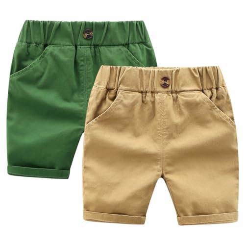 ACMEDE Baby Jungen Short Gr. 86/92/98 2er Pack Sommer Einfarbig Bermuda Shorts 104/116/122/128 Kinder Elastische Hohe Taille Kurze Hosen mit Taschen Pull-on Freizeit Shorts 1-7 Jahre von ACMEDE