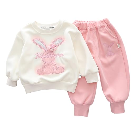 ACMEDE Baby Kleidung Set 6 Monate -4 Jahre, 2PCS baby Mädchen Trainingsanzug Pullover Sweatshirt Langarmshirt mit Hasenaufdruck +Jogginghosen Bekleidungset Gr. 70/74/80/86/92/98/104/110 von ACMEDE