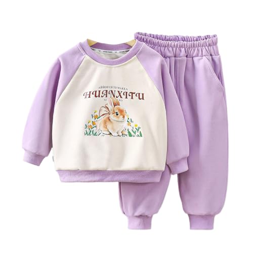 ACMEDE Baby Kleidung Set 6 Monate -5 Jahre, 2PCS baby Mädchen Trainingsanzug Pullover Sweatshirt Langarmshirt mit Häschen-Print +Jogginghosen Bekleidungset Gr. 68/74/80/86/92/98/104/110 von ACMEDE