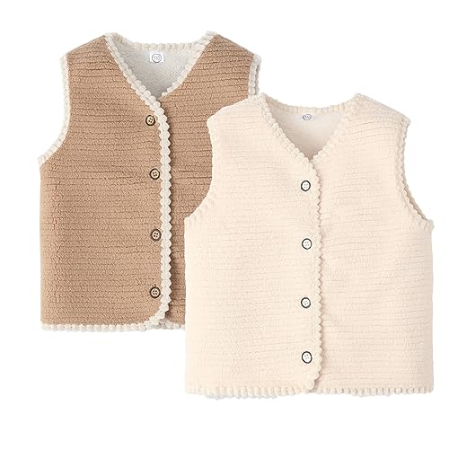 ACMEDE Baby Kleinkind Doppelseitig Fleeceweste 74/80/86/92/104 Jungen Mädchen Polar Fleece Weste Ärmellose Kinderjacke Kinderweste mit Druckknopf 116/122/128 Baby Outdoorweste 9 Monate-7Jahre von ACMEDE