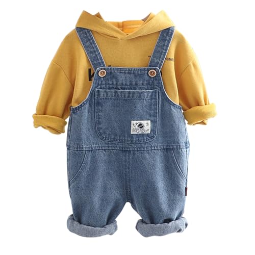 ACMEDE Baby Kleinkind Sweatshirt Pullover Langarmshirts aus Baumwolle + Baby jungens jeans Latzhose mit großen Tasche Overalls Gr. 70/74/80/86/98/104 Baby Kleidung Set 6 Monate-4 Jahre von ACMEDE