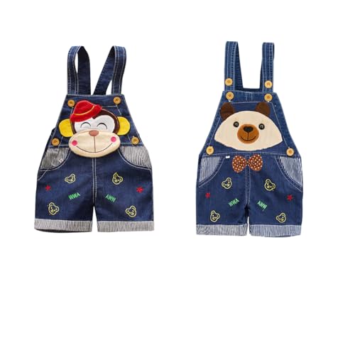 ACMEDE Baby Kurze Latzhose Sommer Süße Bär Jeans Overalls shorts Gr.74/80/86/92 Kleinkind 3D Affe Shortalls Dungarees Bib Overalls Sommer Kalb Kurz jeanhose Baumwolle Lose Shorts 9-12 Monate-3 Jahre von ACMEDE