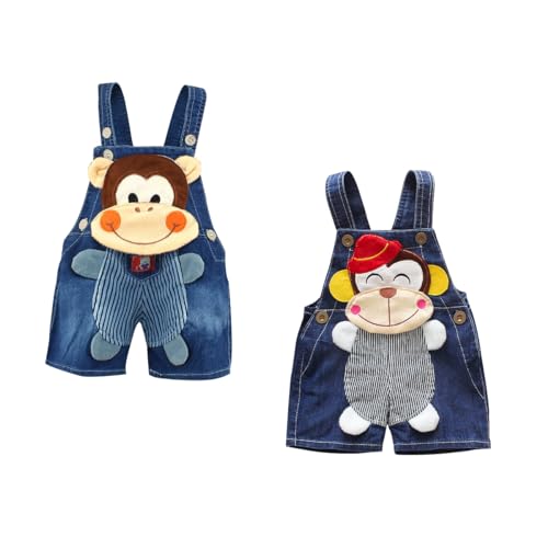 ACMEDE Baby Kurze Latzhose Sommer Süße Bär Jeans Overalls shorts Gr.74/80/86/92 Kleinkind 3D Affe Shortalls Dungarees Bib Overalls Sommer Kalb Kurz jeanhose Baumwolle Lose Shorts 9-12 Monate-3 Jahre von ACMEDE