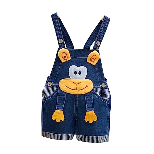 ACMEDE Baby Kurze Latzhose Süße Sommer Frecher Bär Jeans Overalls Gr.80/86/92/98 Kleinkind Denim Cartoon 3D Affen Shortalls Dungarees Bib Overalls Jumpsuit Sommer Kurz jeanhose Lose Shorts von ACMEDE