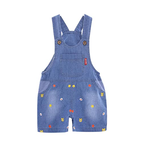 ACMEDE Baby Kurze Latzhose Süße Sommer Jeans Overalls Gr. 74/80/86/92/98 Kleinkind Denim Cartoon 3D Tier Shortalls Dungarees Bib Overalls Jumpsuit Sommer Kurz jeanhose Denim Baumwolle Lose Shorts von ACMEDE