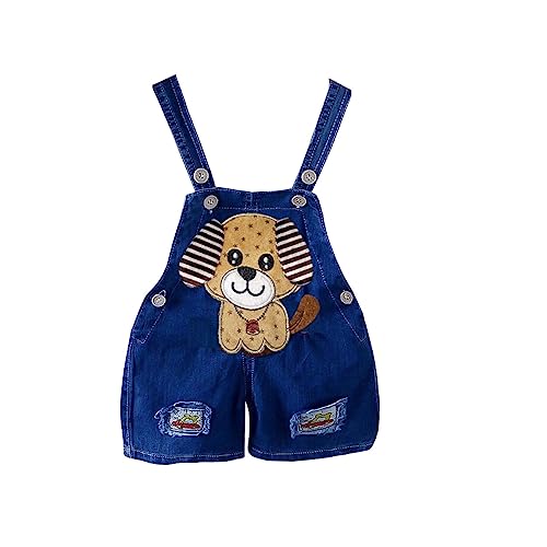 ACMEDE Baby Kurze Latzhose Süße Sommer Welpen Jeans Overalls Gr.80/86/92/98/104/116 Kleinkind Denim Cartoon 3D Tiger Shortalls Dungarees Bib Overalls Jumpsuit Sommer Kurz jeanhose Lose Shorts von ACMEDE